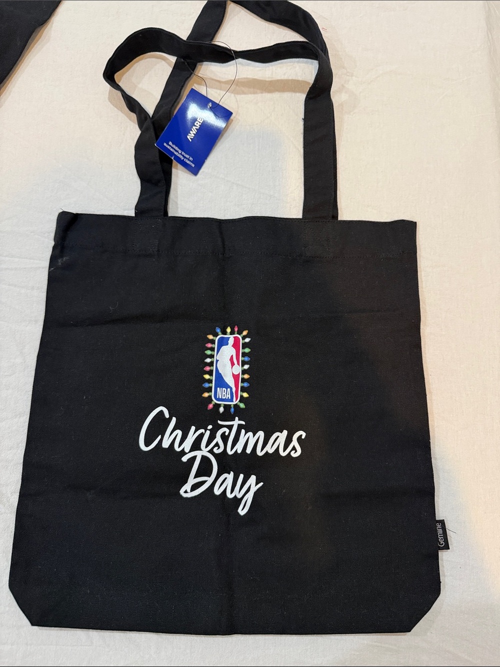 NBA Black Christmas Day Tote Bag with Multicolor Logo